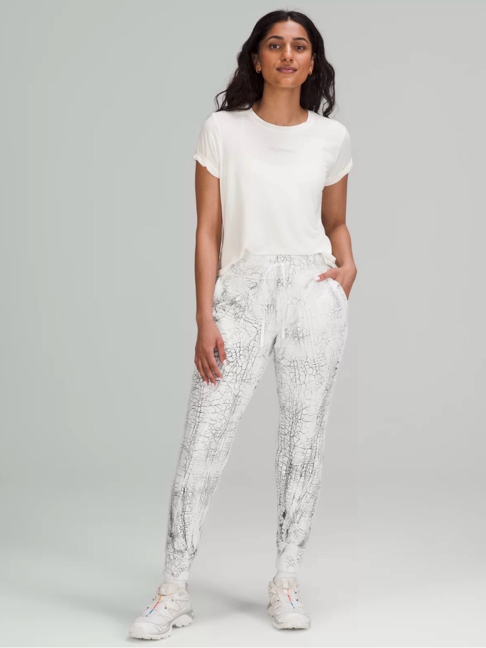 lululemon athletica White Marble-Print Joggers